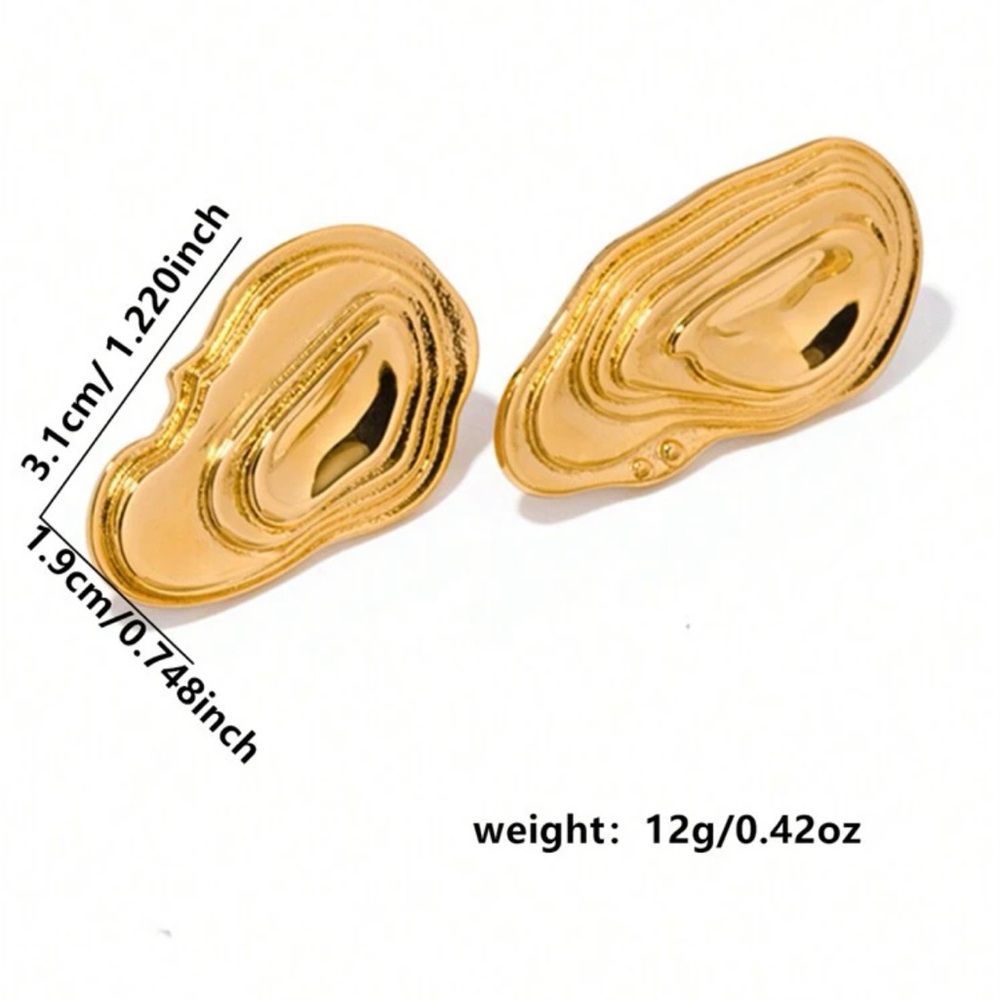 Gold Irregular Geometric Earrings - Picture 3 of 4
